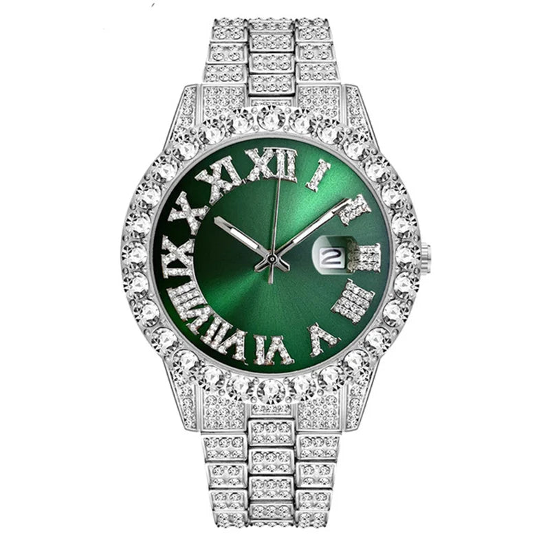 Montre Hip Hop Iced Out de marque de luxe avec diamant