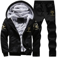 thickened warm hooded cardigan jacket + pants