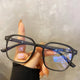 Square polygonal frame Plain glasses with blue membrane