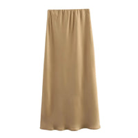 XNWMNZ Flowy Satin Midi Skirt