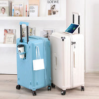 Large Capacity Valise Smart Travel Trolley Suitcase Luggage With USB Charger And Cup Holder