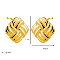 Gold Plated Textured Knot Twisted Geometric Stud Earrings