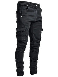 Pencil Jeans Solid Denim Cargo Pants