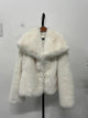 fur turn-down collar coat long sleeve cardigan