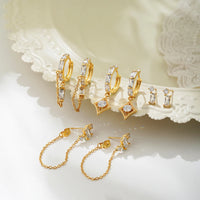 14k Gold Plated Small Zircon Stackable Hoop Earrings SetAzizaK