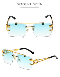 Trendy rectangular rimless sunglasses