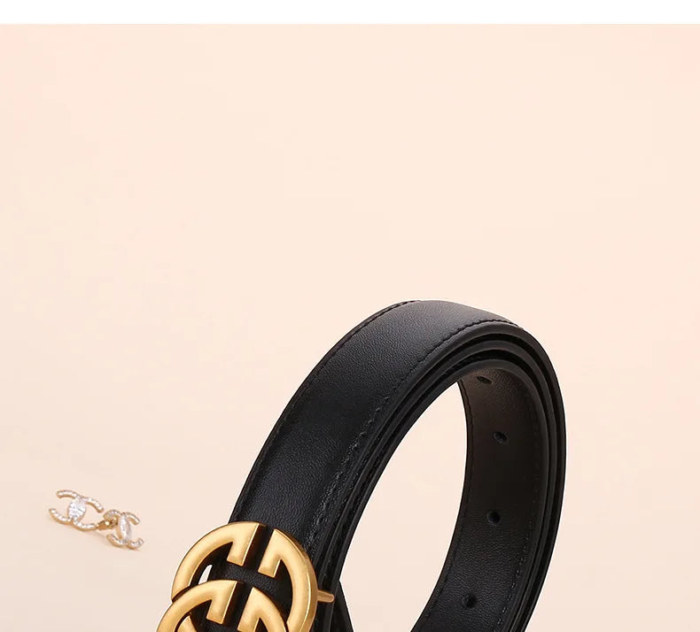 Women’s PU Leather Belt With Moon Temperament Button