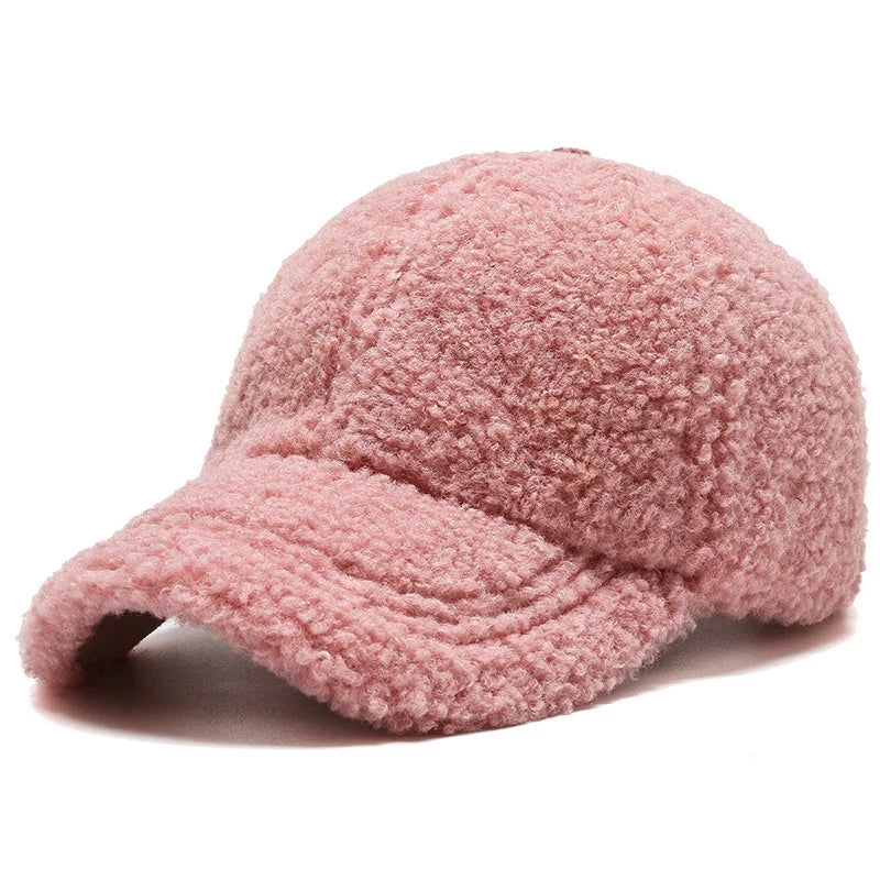 Solid Faux Lambswool Baseball Cap