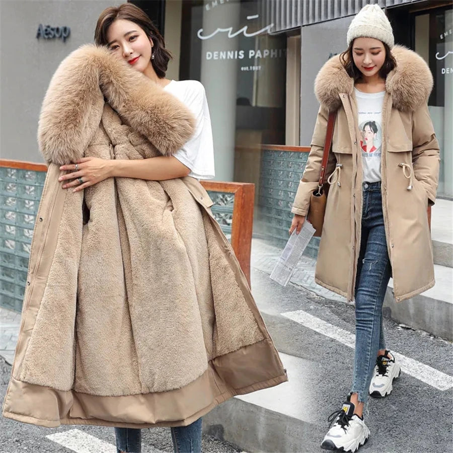 warm padded faux fur coat