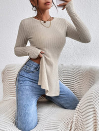 Autumn slim slit long sleeve t-shirt