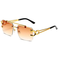 Trendy rectangular rimless sunglasses