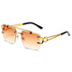 Trendy rectangular rimless sunglasses