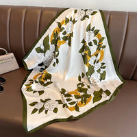 Square silk scarf with flowers