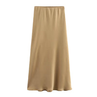 XNWMNZ Flowy Satin Midi Skirt