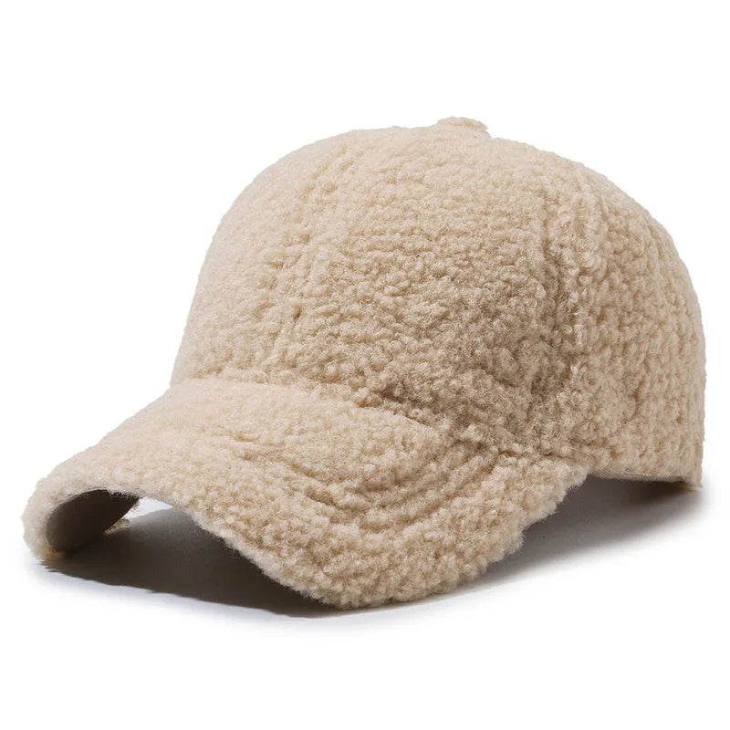 Solid Faux Lambswool Baseball Cap