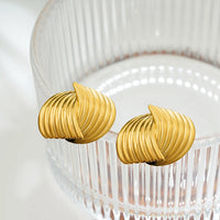 Gold Plated Textured Knot Twisted Geometric Stud Earrings