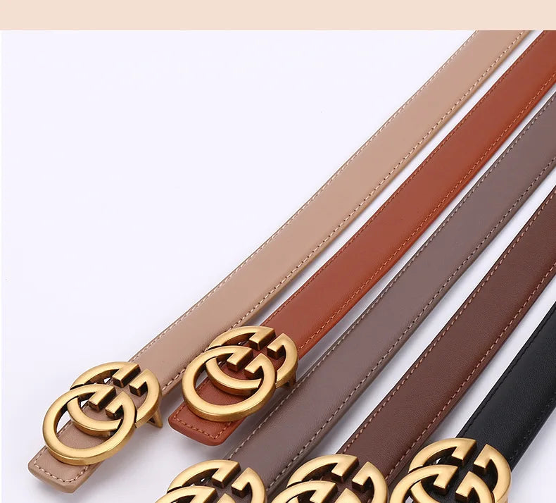 Women’s PU Leather Belt With Moon Temperament Button