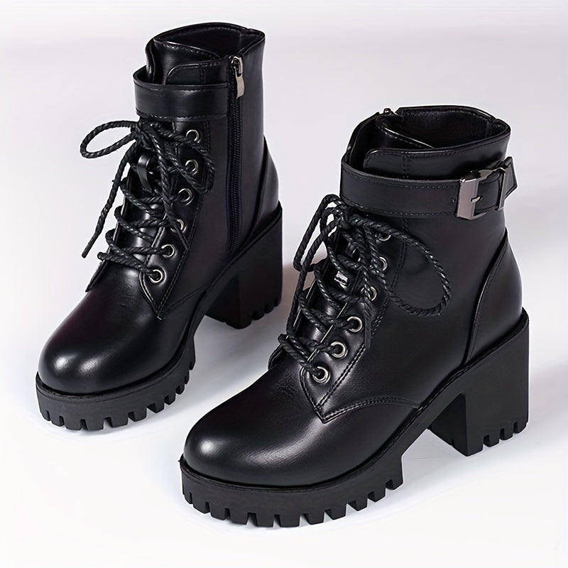 Ranger style ankle boots with inner zip and laces