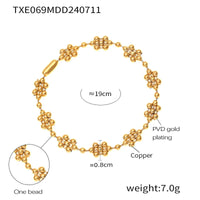 Copper Beaded Necklace Bracelet For Women 18K Gold Plated Waterproof No Tarnish Women's Necklaces Bracelets Woman Jewelry Sets