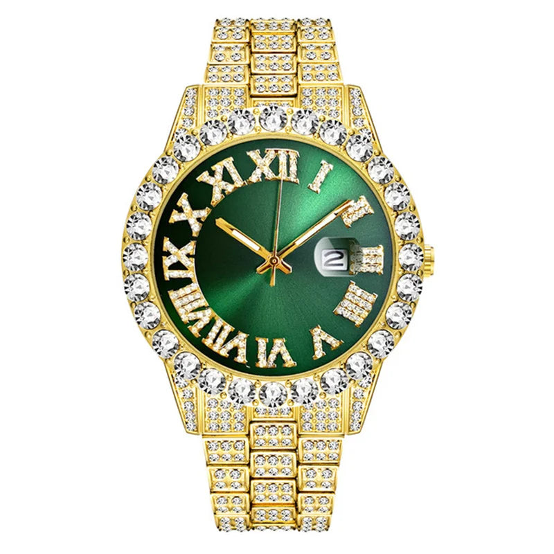 Montre Hip Hop Iced Out de marque de luxe avec diamant