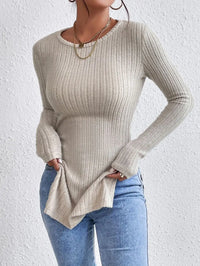 Autumn slim slit long sleeve t-shirt