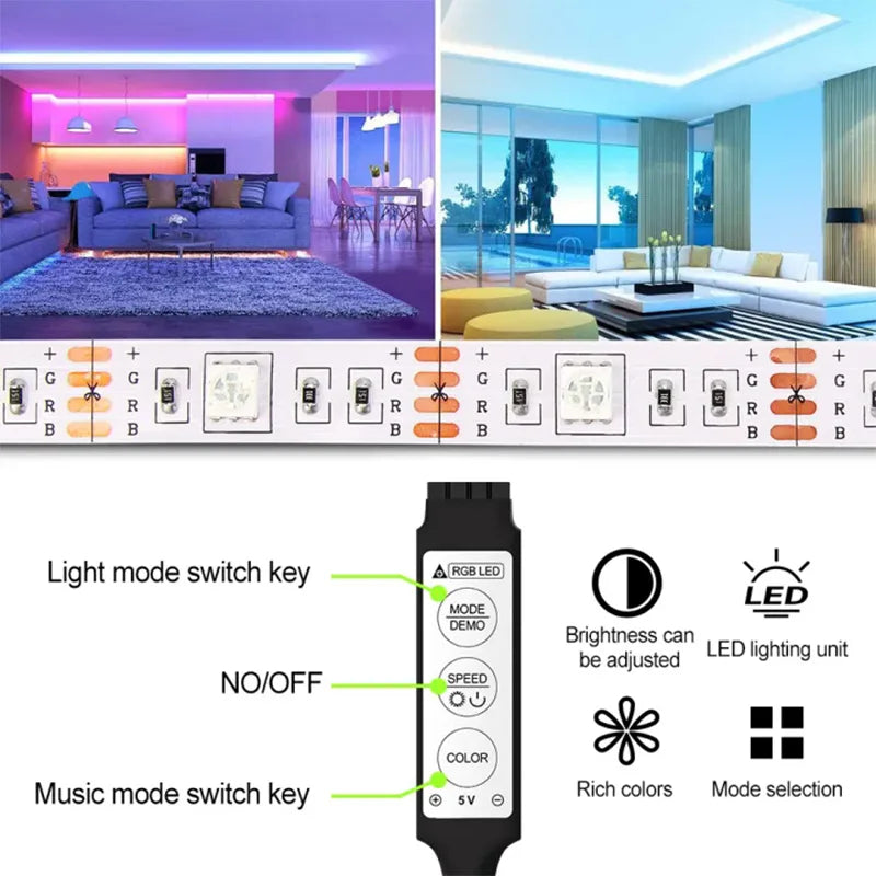 LED Strip Light Lighting Music Sync for Party PC TV Living Room