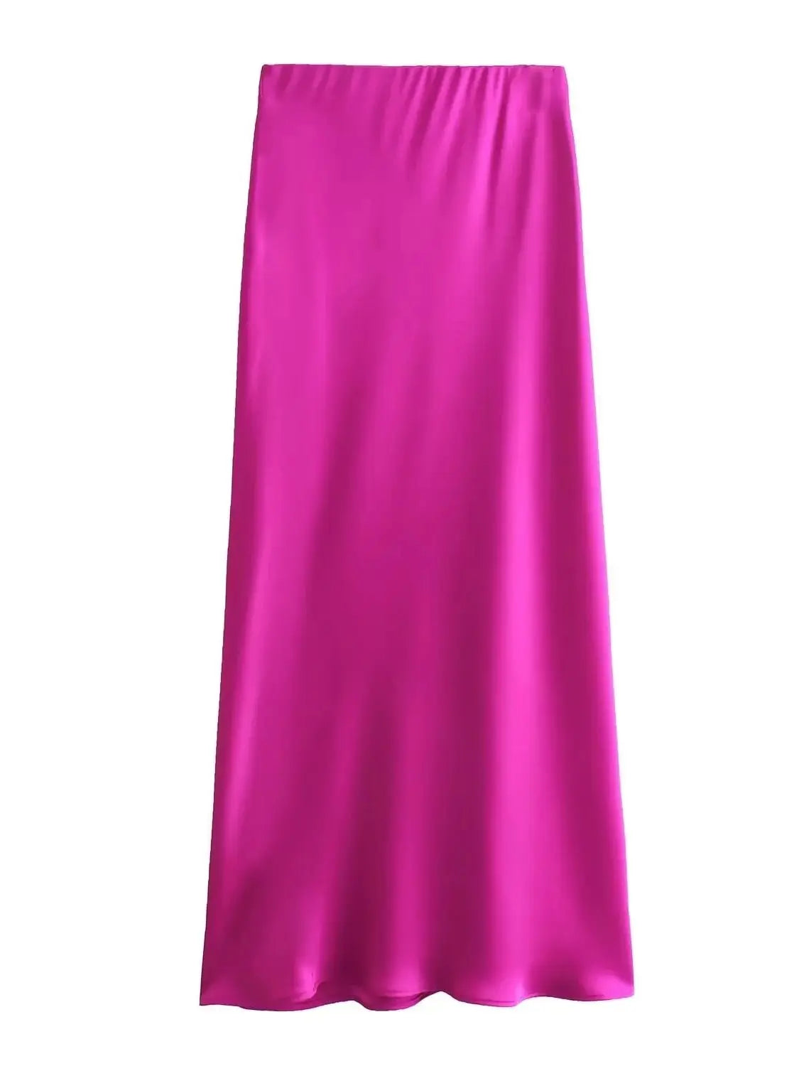 XNWMNZ Flowy Satin Midi Skirt