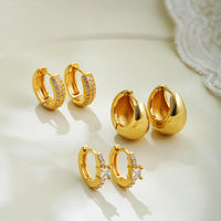 14k Gold Plated Small Zircon Stackable Hoop Earrings SetAzizaK