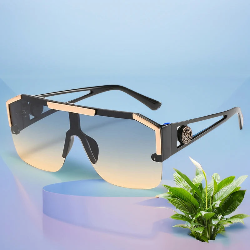 New large frame lion head one-piece sunglasses