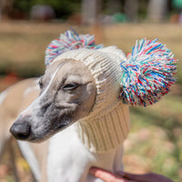 Italian Greyhound Whippet Hat with Fur Ball for Pet Winter Elastic Wool Hat for Puppy Large Dog