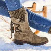 Lace-up side zip snow boots