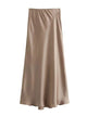 XNWMNZ Flowy Satin Midi Skirt