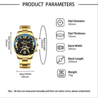 Watch  Luxury Gold Stainless Steel Quartz Wristwatch