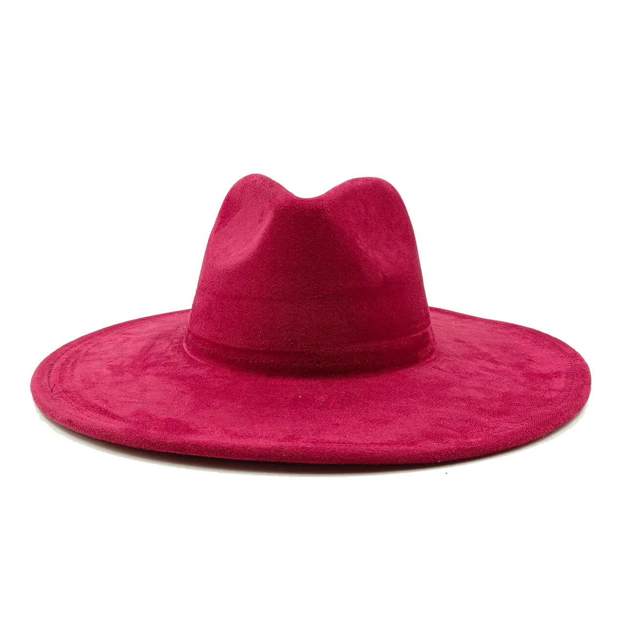 Suede fedora hat with heart shaped top, 3.75" brim