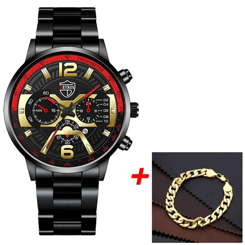 Watch  Luxury Gold Stainless Steel Quartz Wristwatch