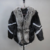 Natural rabbit fur coat with fox fur collar