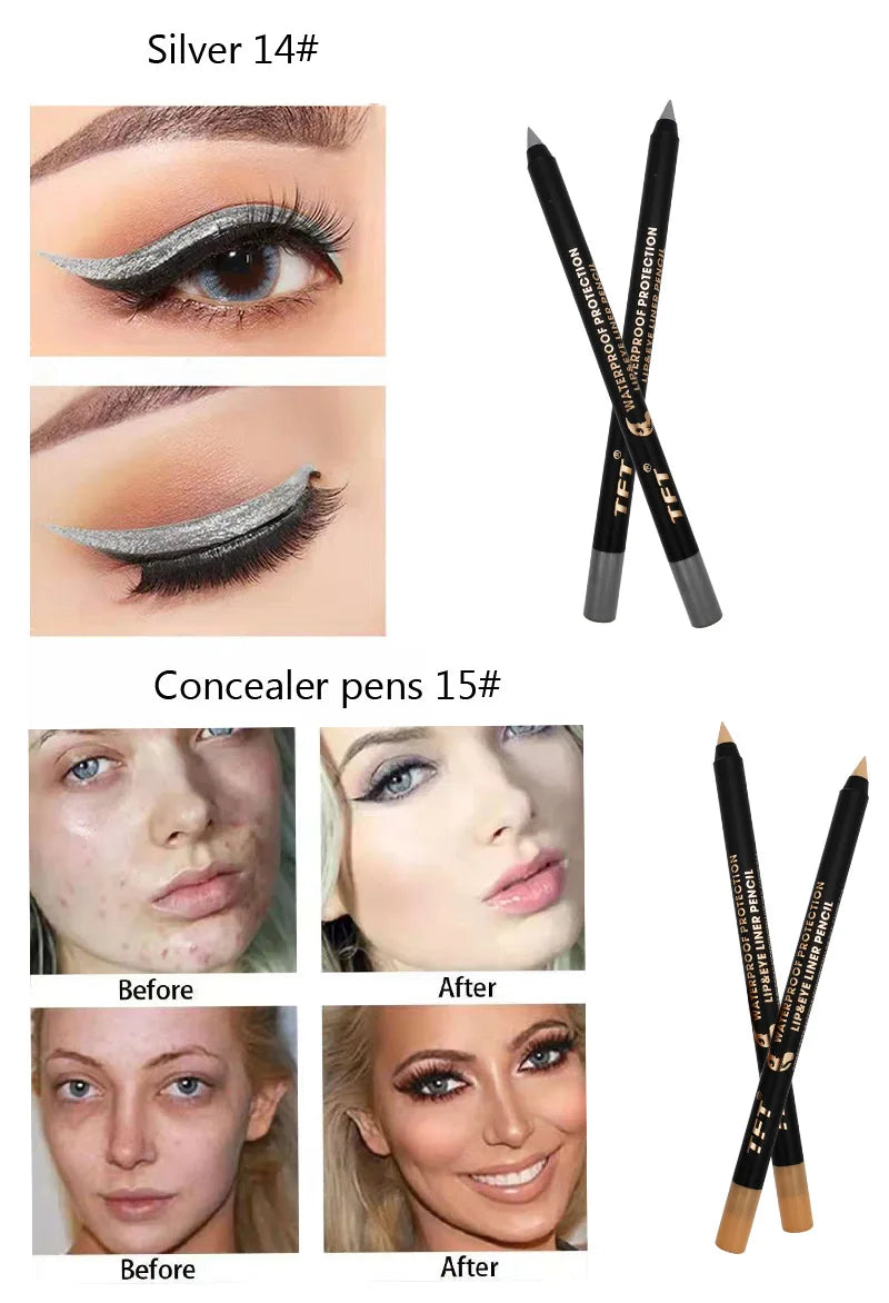 Long Lasting Eyeliner Pencil Colourful Pigment Waterproof Blue Black White Color Gel Eye Liner Pen Makeup Eye Beauty Cosmetics