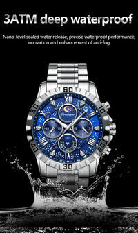 POEDAGAR Luxury Quartz Watch Sports Watch Waterproof Luminous Stainless Steel Chronograph Clock Reloj