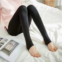 Insulated Tights Legs Faux Translucent Warm Plush Lined Elastic