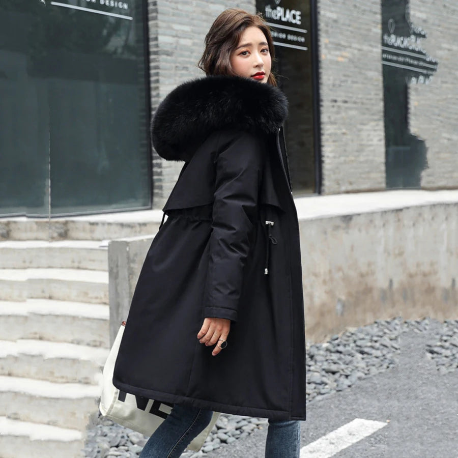 warm padded faux fur coat