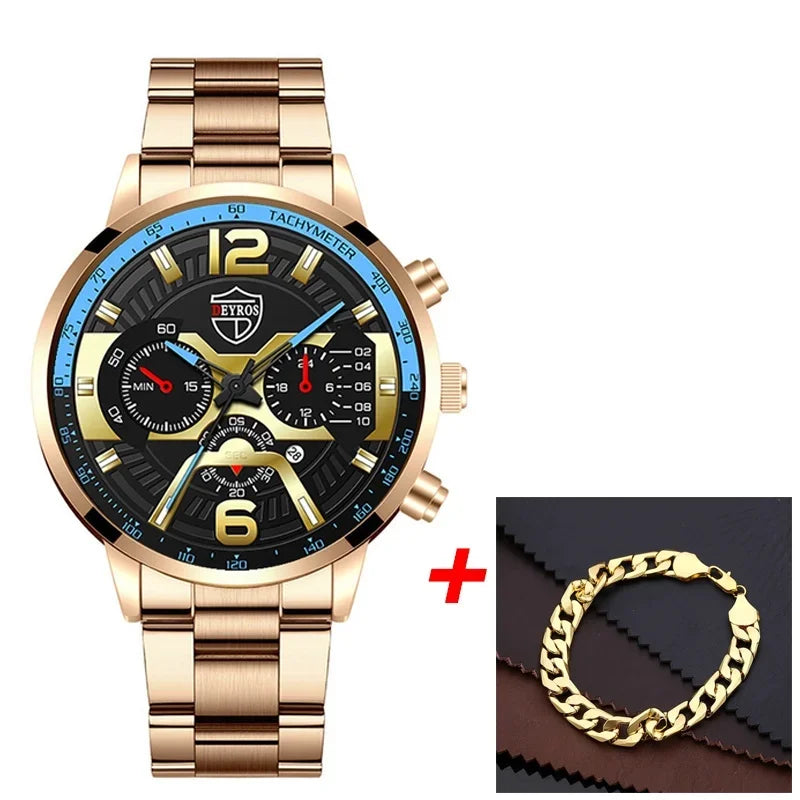 Watch  Luxury Gold Stainless Steel Quartz Wristwatch