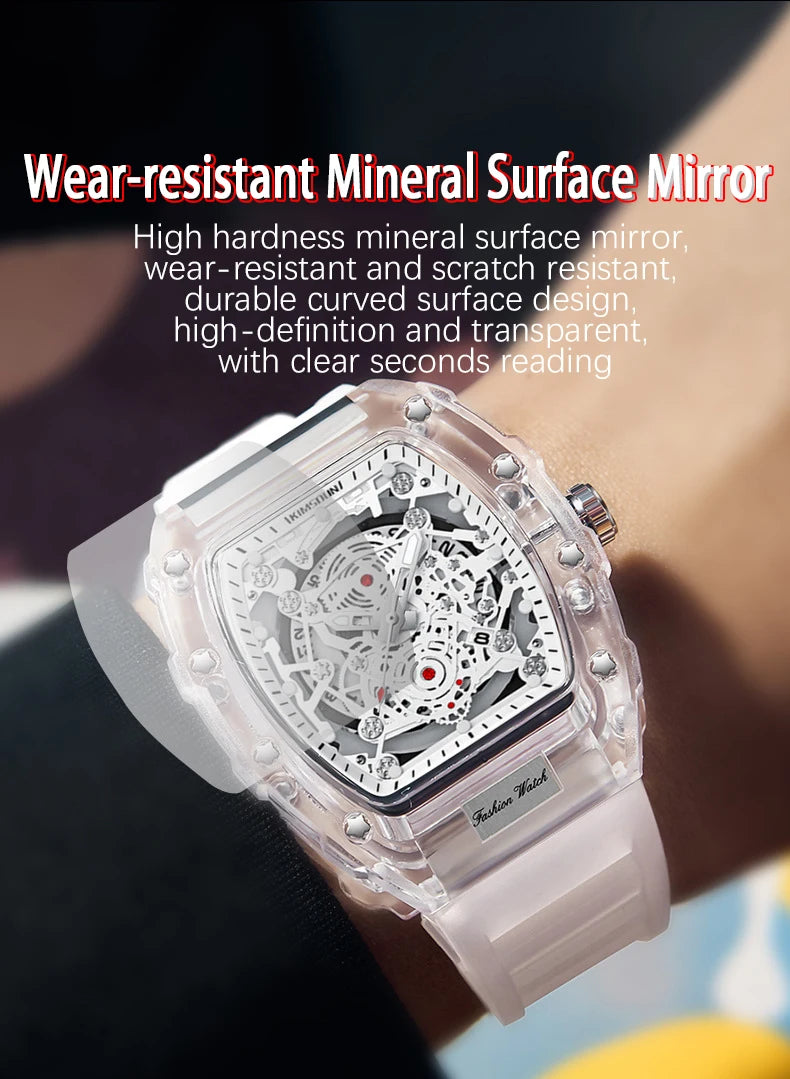 UTHAI BK134 Personalized Transparent Hollow Barrel Quartz Watch