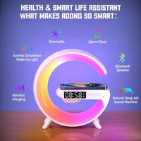 Multifunctional Wireless Charger Stand with RGB Light Alarm Clock Speaker