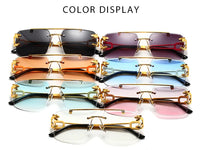 Trendy rectangular rimless sunglasses