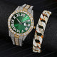 Watch Bracelet Set Hip Hop Stainless Steel Gold Color Calendar