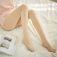 Insulated Tights Legs Faux Translucent Warm Plush Lined Elastic