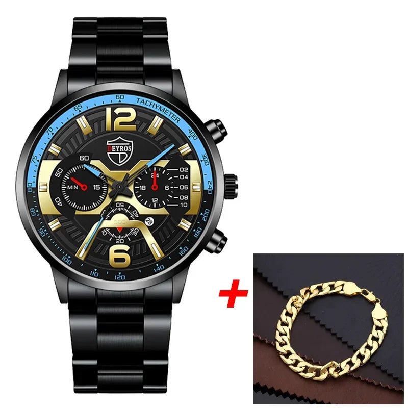 Watch  Luxury Gold Stainless Steel Quartz Wristwatch