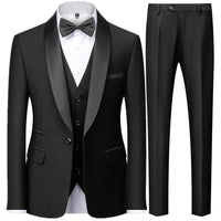 Men’s British Style Slim Suit 3 Piece Set Jacket Vest Pants