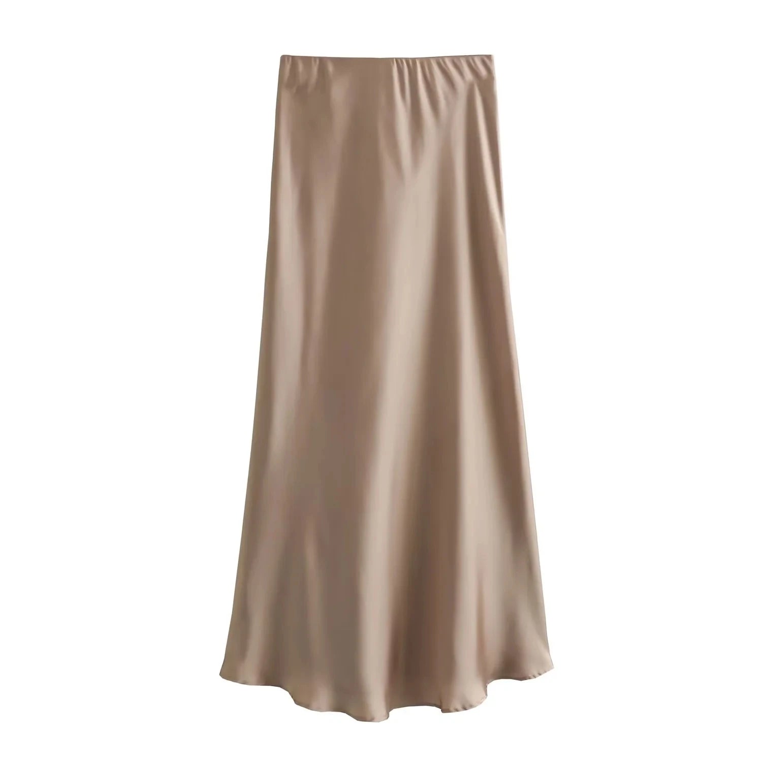 XNWMNZ Flowy Satin Midi Skirt