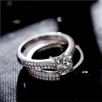 Qualities Elegant Rose Gold Silve Colors Rings for Women Trendy Metal Inlaid White Zicron